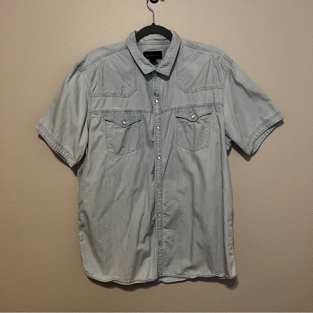 INC International Concepts Men's Casual Lighy Blue Western Shirt